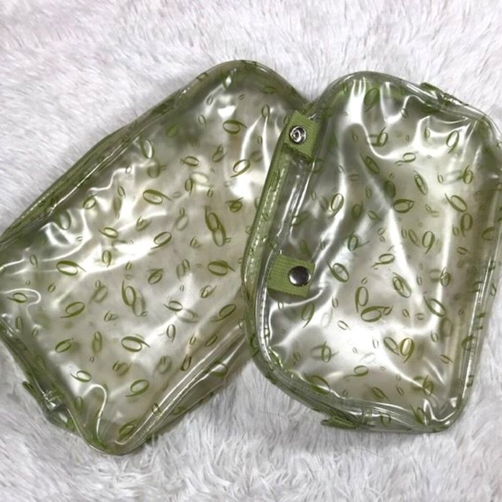 Set of 2 Nine West 'Green Floating 9s Transparent Snap Decor Cosmetic Bags